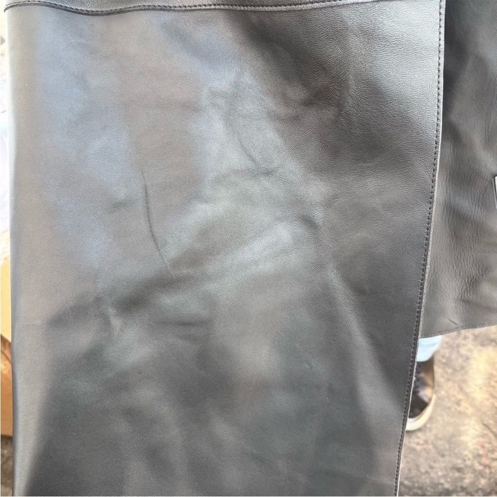 All Saints Farren Leather Belted Long Black Trench Coat Goth Grunge Moto 6 NEW - Picture 10 of 16